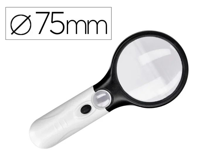 Q-connect Lupa eléctrica de mano con aro ABS, 3 aumentos y 3 bombillas LED Q-connect Lupa eléctrica de mano con aro ABS, 3 aumentos y 3 bombillas LED