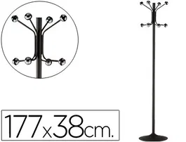 Sie Perchero Metálico de Pie con 8 Colgadores, Negro, 177x38 cm