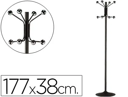 Sie Perchero Metálico de Pie con 8 Colgadores, Negro, 177x38 cm Sie Perchero Metálico de Pie con 8 Colgadores, Negro, 177x38 cm