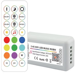 Controlador LED Tuya WiFi 2,4G RF RGBW 24 Teclas HLP-YS-WIFI-RF24-04 para Tiras LED 5-24V