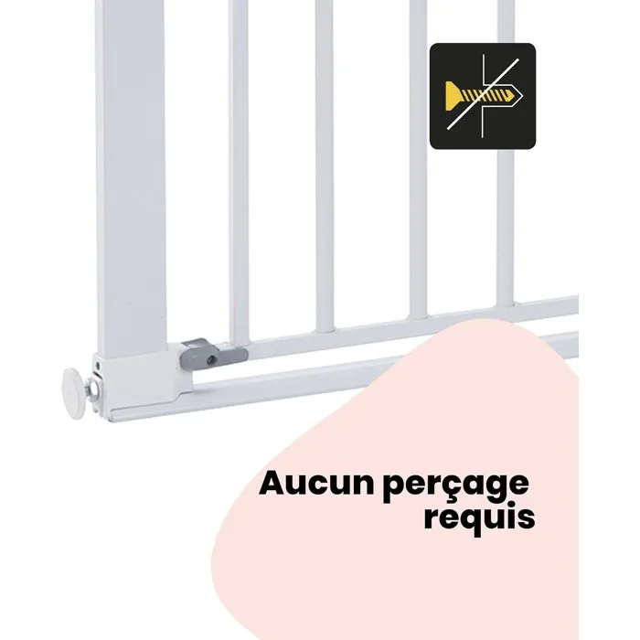Safety 1St Barrera de paso plano Barrera de seguridad para niños de metal Blanca