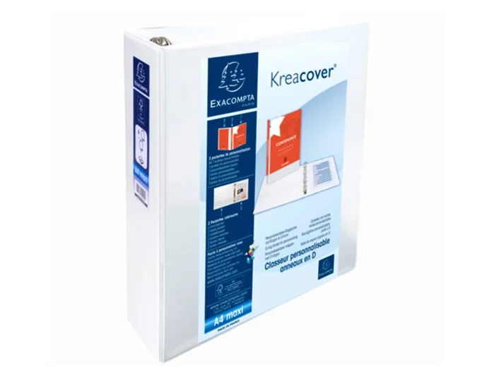 Exacompta Carpeta 4 Anillas Mixtas 60mm Kreacover Blanco A4+ Exacompta Carpeta 4 Anillas Mixtas 60mm Kreacover Blanco A4+