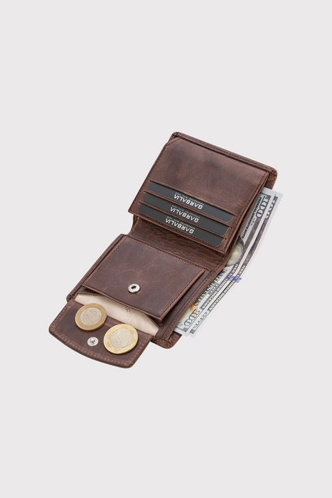 Zoozie Bags Cartera de Hombre Crazy Brown Piel Auténtica Elegante Sofisticada Color Marrón 9.5x2x10.5 cm
