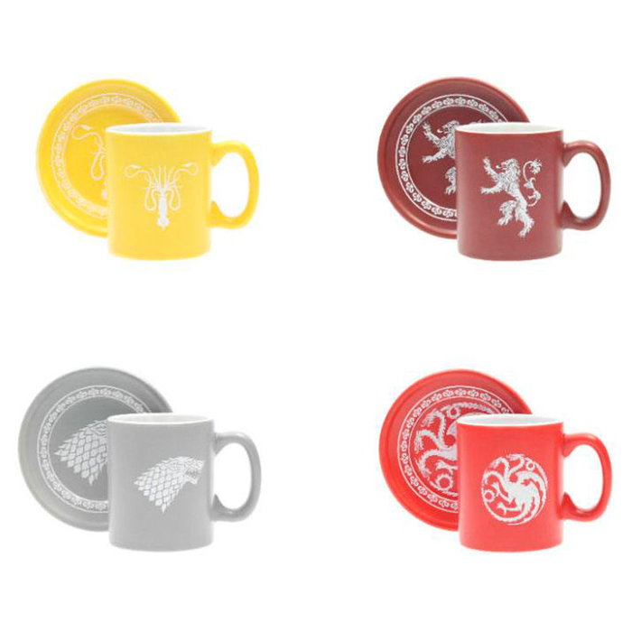 Sd Toys Europe S.L. Set de 4 Mini Tazas de Café Game of Thrones con Emblemas y Lemas