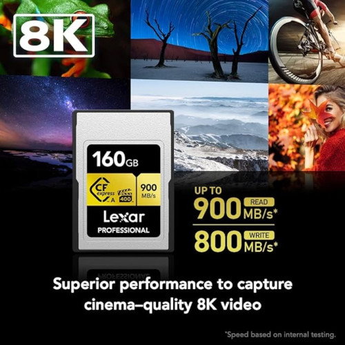 Lexar LCAGOLD160G-RNENG Tarjeta CFexpress Tipo A Gold Serie 160GB, 900MB/s Lectura, 800MB/s Escritura, VPG 400