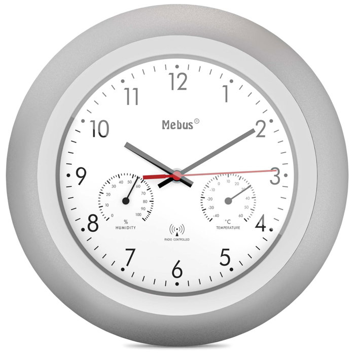Mebus 19450 Reloj de Pared Controlado por Radio con Termómetro e Higrómetro Mebus 19450 Reloj de Pared Controlado por Radio con Termómetro e Higrómetro
