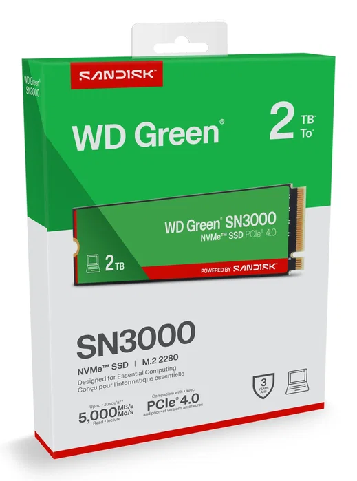 Western Digital Green SN3000 2 TB M.2 NVMe PCIe Gen4 SSD Western Digital Green SN3000 2 TB M.2 NVMe PCIe Gen4 SSD