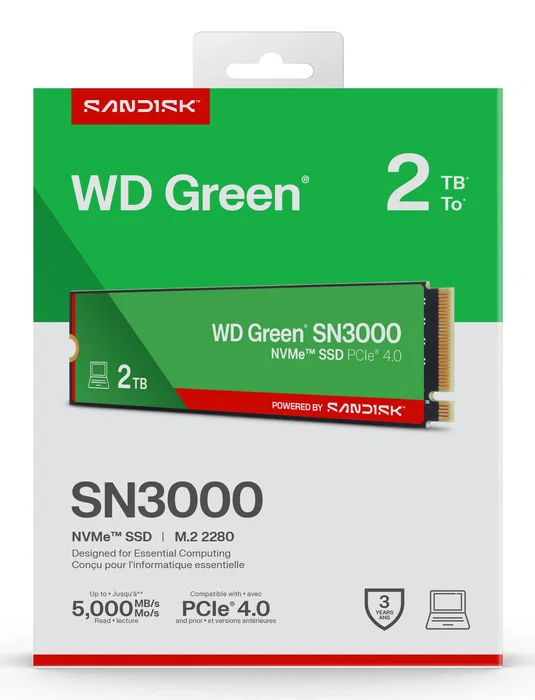 Western Digital Green SN3000 2 TB M.2 NVMe PCIe Gen4 SSD Western Digital Green SN3000 2 TB M.2 NVMe PCIe Gen4 SSD