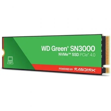 WD Green SN3000 NVMe SSD 2TB WDS200T4G0E | M.2 2280 PCIe Gen4 x4 | Hasta 5000 MB/s de lectura, 4200 MB/s de escritura WD Green SN3000 NVMe SSD 2TB WDS200T4G0E | M.2 2280 PCIe Gen4 x4 | Hasta 5000 MB/s de lectura, 4200 MB/s de escritura