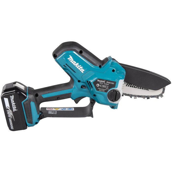 Makita Motosierra de Podar DUC101Z sin Batería, 18V, 10 cm, 8 m/s, Motor 320W, Depósito Aceite 0.055 L, 76 dB, Color Negro/Azul Makita Motosierra de Podar DUC101Z sin Batería, 18V, 10 cm, 8 m/s, Motor 320W, Depósito Aceite 0.055 L, 76 dB, Color Negro/Azul