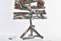 DKD Home Decor Árbol de Navidad Alpino Nevado Madera y LED Marrón Verde 28 x 28 x 70 cm