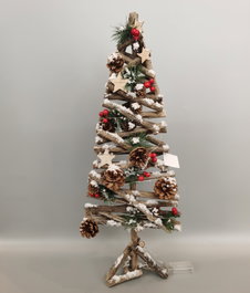 DKD Home Decor Árbol de Madera Nevado con LED 28x28x70 cm Marrón