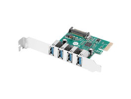 Lanberg PCE-US3-004 Tarjeta PCIe a USB 3.2 Gen 1 (3.1 Gen 1) con 4 Puertos Tipo A, Ancho de Banda 5 Gbit/s