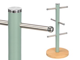 Kinvara Soporte para 6 Tazas con Base de Bambú, Hierro y Bambú, Color Verde Menta, 15 x 34 x 15 cm (Set de 12)