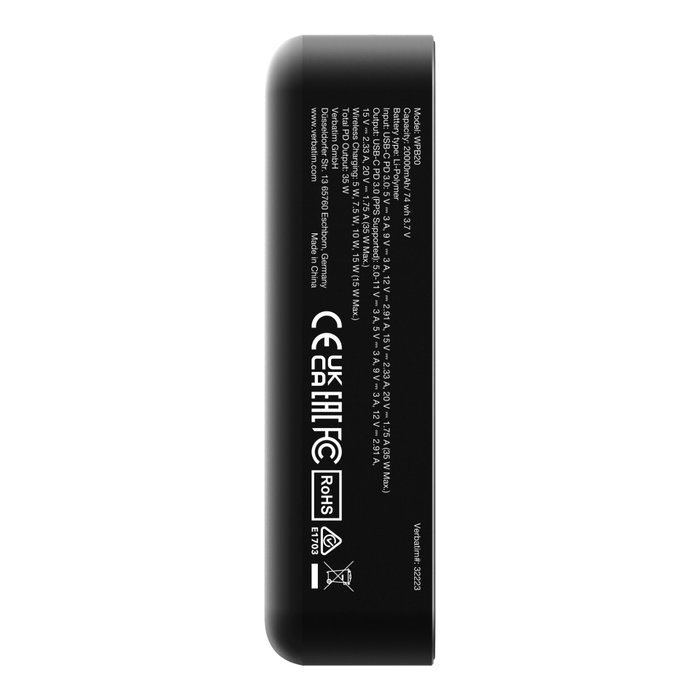 Verbatim Charge 'n' Go Essentials Power Bank 20.000 mAh Negro