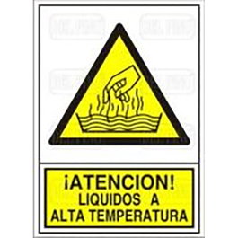 DUVER Señal Adhesiva de Advertencia Líquidos a Alta Temperatura 105x74 mm