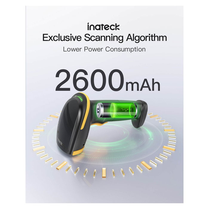 Inateck Lector de códigos de barras 2D CMOS Inalámbrico y Alámbrico Bluetooth USB BCST-23 Negro