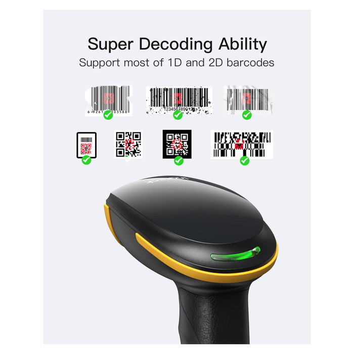 Inateck Lector de códigos de barras 2D CMOS Inalámbrico y Alámbrico Bluetooth USB BCST-23 Negro