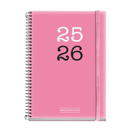 Agenda Escolar (2025-26) Miquelrius College Espiral Tapa Pp Con Goma Activa 8º 117X174 D/P Rosa