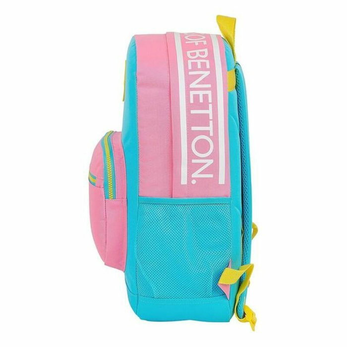Mochila para Portátil Benetton Color Block 15,6'' Amarillo Rosa Turquesa