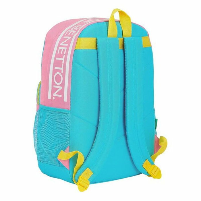 Mochila para Portátil Benetton Color Block 15,6'' Amarillo Rosa Turquesa