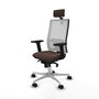 PIQUERAS Y CRESPO Silla de oficina Horna con mecanismo Sincro, Marrón oscuro y Blanco