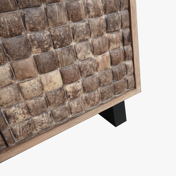 DKD Home Decor Armario Cocoshell 24 de Teca reciclada y Coco con 2 puertas, 80 x 40 x 200 cm
