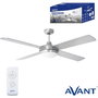 AVANT Ventilador de Techo Plateado 135 cm, 70 W, 4 Aspas con Lámpara y Mando a Distancia - Modelo Avant