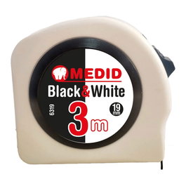 Medid Flexómetro Black & White 3 m x 19 mm Cinta Blanca Doble Lectura con Clip y Bloqueo