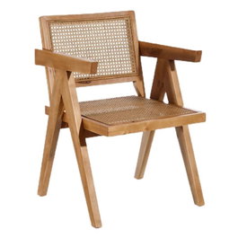 DKD Home Decor Silla de Teca y Ratán Natural 58x56x82 cm