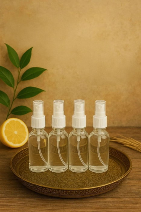 Hermia Juego de 4 Botellas de Vidrio 50ml Transparente Elegantes para Servir Bebidas y Salsas