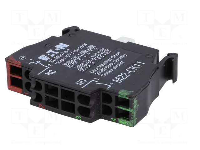 Eaton M22-CK11 Elemento de contacto 1S+1 con montaje frontal por resorte 107940