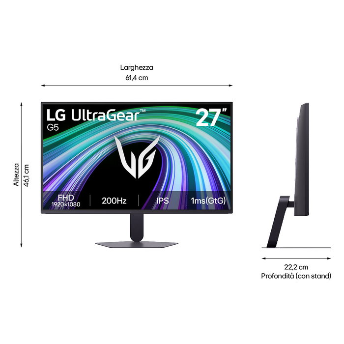 LG Monitor Gaming UltraGear G5 27G523B-B 27 pulgadas FHD 200Hz IPS