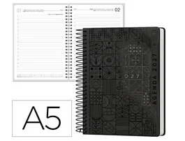Liderpapel Agenda oficina Syros 2027 día página A5 negro