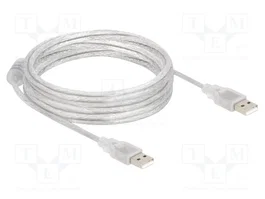 DeLOCK Cable USB 2.0 Tipo-A a Tipo-A de 5 m, Transparente