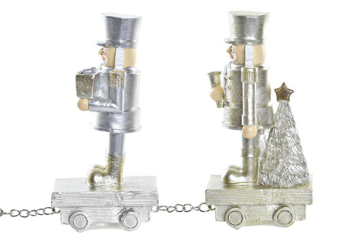 DKD Home Decor Figura Navidad Moderna Dorado Plateado Resina 5 x 12 x 28 cm (2 Unidades)