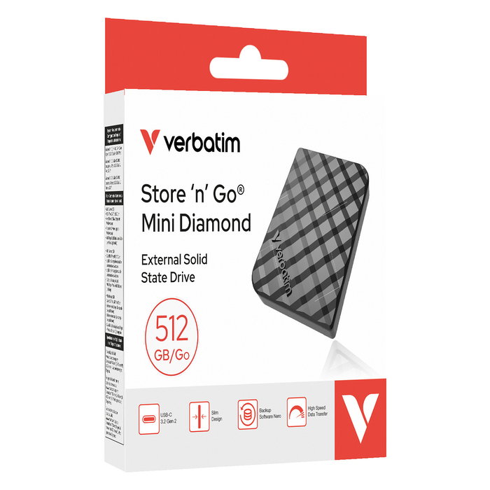 Verbatim Store 'n' Go Mini Diamond 512 GB SSD USB-C Verbatim Store 'n' Go Mini Diamond 512 GB SSD USB-C