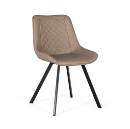 Giner y Colomer - Lote de 2 Sillas Beige con Tapizado PU y Pies de Acero Negro
