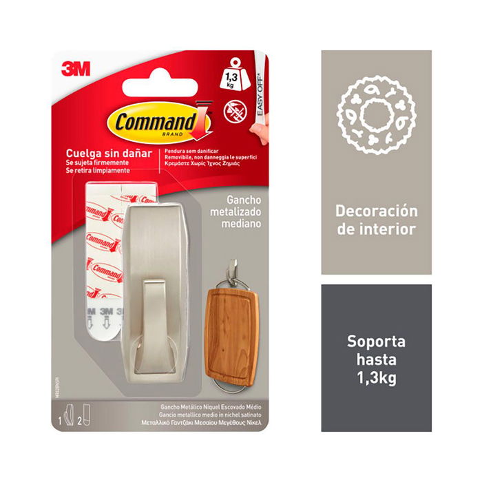 Gancho para colgar 3M 1,3 kg 29 X 79 X 29 MM Plateado Metal (1 unidad)