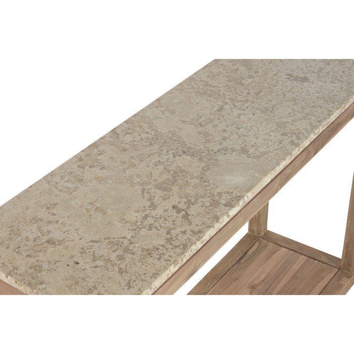 DKD Home Decor Consola Colonial Madera Reciclada Marmol Natural Beige 120 x 40 x 82 cm