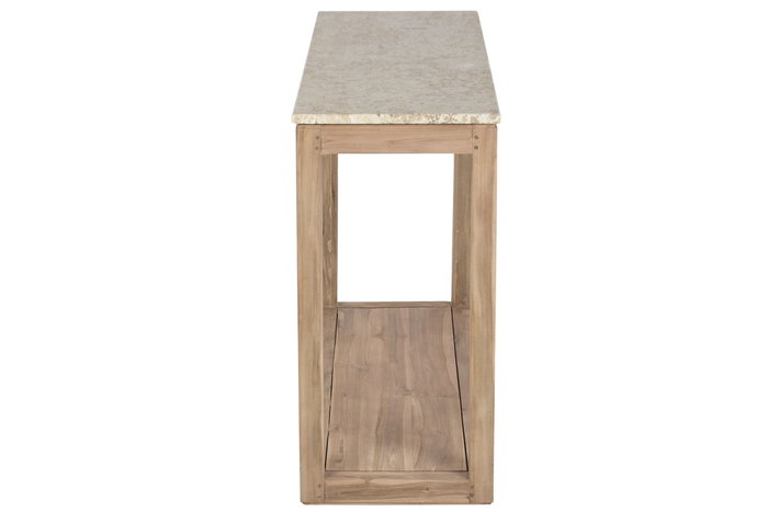 DKD Home Decor Consola Colonial Madera Reciclada Marmol Natural Beige 120 x 40 x 82 cm