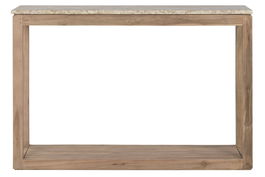 DKD Home Decor Consola Colonial Madera Reciclada Marmol Natural Beige 120 x 40 x 82 cm