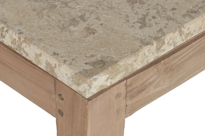 DKD Home Decor Consola Colonial Madera Reciclada Marmol Natural Beige 120 x 40 x 82 cm