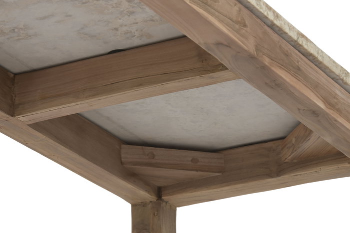 DKD Home Decor Consola Colonial Madera Reciclada Marmol Natural Beige 120 x 40 x 82 cm