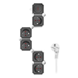 LogiLink Regleta de enchufes con 5 tomas de seguridad, diseño en forma de serpiente, blanco/negro
