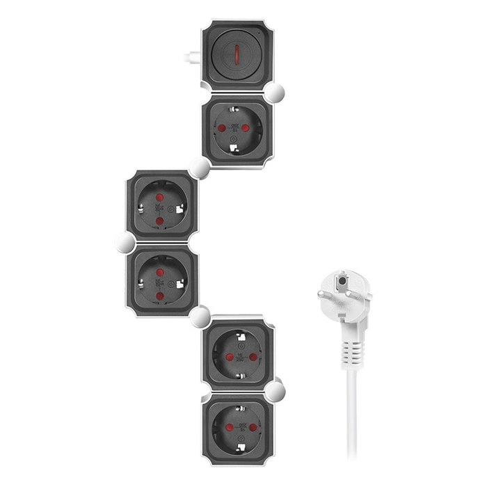 LogiLink Regleta de enchufes con 5 tomas de seguridad, diseño en forma de serpiente, blanco/negro LogiLink Regleta de enchufes con 5 tomas de seguridad, diseño en forma de serpiente, blanco/negro