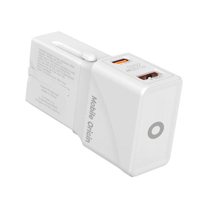 Mobile Adaptador de viaje 25W EU/US/UK/AU, blanco