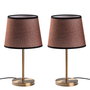 Opviq Lámparas de Mesa Set 5103 - Elegantes Lámparas de Sobremesa con Cuerpo de Metal y Casquillo de Tela, Color Antiguo, Set de 2 Piezas, 21x21x39cm