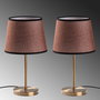 Opviq Lámparas de Mesa Set 5103 - Elegantes Lámparas de Sobremesa con Cuerpo de Metal y Casquillo de Tela, Color Antiguo, Set de 2 Piezas, 21x21x39cm