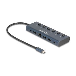 DeLOCK Docking Station USB-C 4K Ultra HD 92000 - 6 Puertos: HDMI, Gigabit LAN, USB-A 3.2, USB-C con PD 90W, 60 Hz, para Windows, Mac, Linux, ChromeOS, 0.28 m Cable